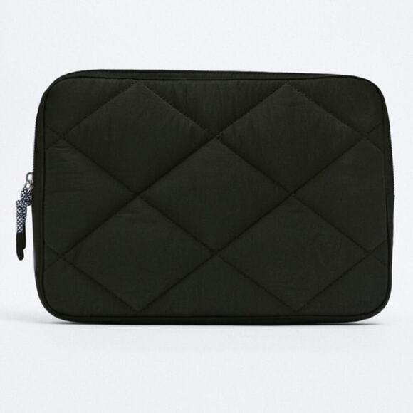 Zara Black Quilted NYLON LAPTOP CASE - Picture 1 of 11